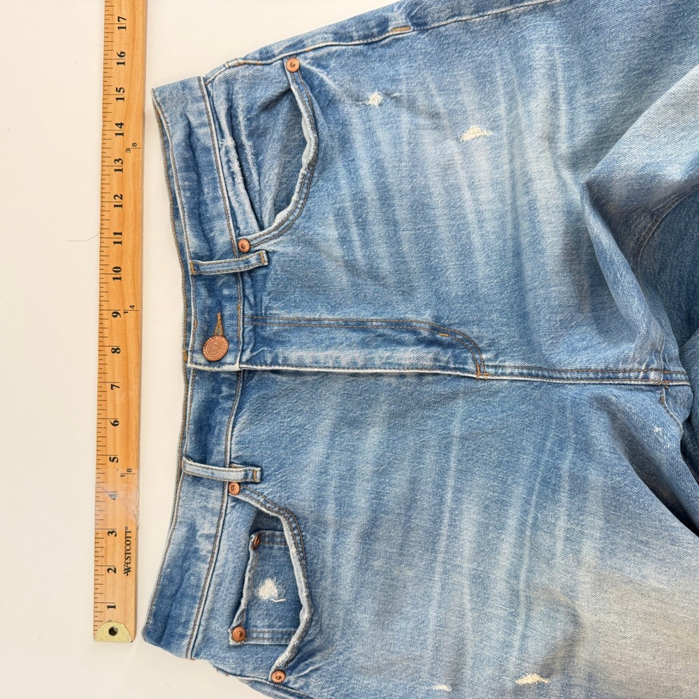 LOFT High Waist Boyfriend Jeans Light Wash Distressed Ripped Denim Womens 28 6 - Picture 9 of 11